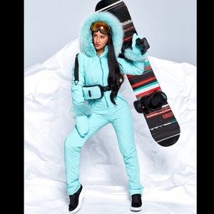 Women Ski Jumpsuit,Mittens & Bag.Overall Winter Suit Snowboard Jacket Warm Pants